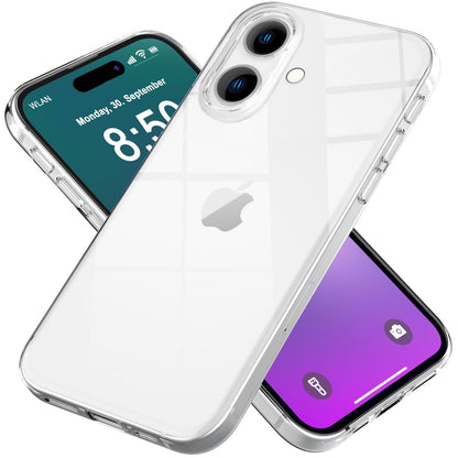 NALIA Transparente Silikonhülle für iPhone 16 Plus – Anti-Gelb & Rutschfest – GLAZE (Handyhülle Kristallklar, Schlank & Stoßfest) – Marke aus Berlin