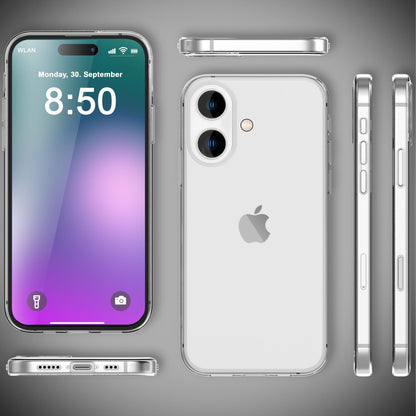 NALIA Transparente Silikonhülle für iPhone 16 Plus – Anti-Gelb & Rutschfest – GLAZE (Handyhülle Kristallklar, Schlank & Stoßfest) – Marke aus Berlin