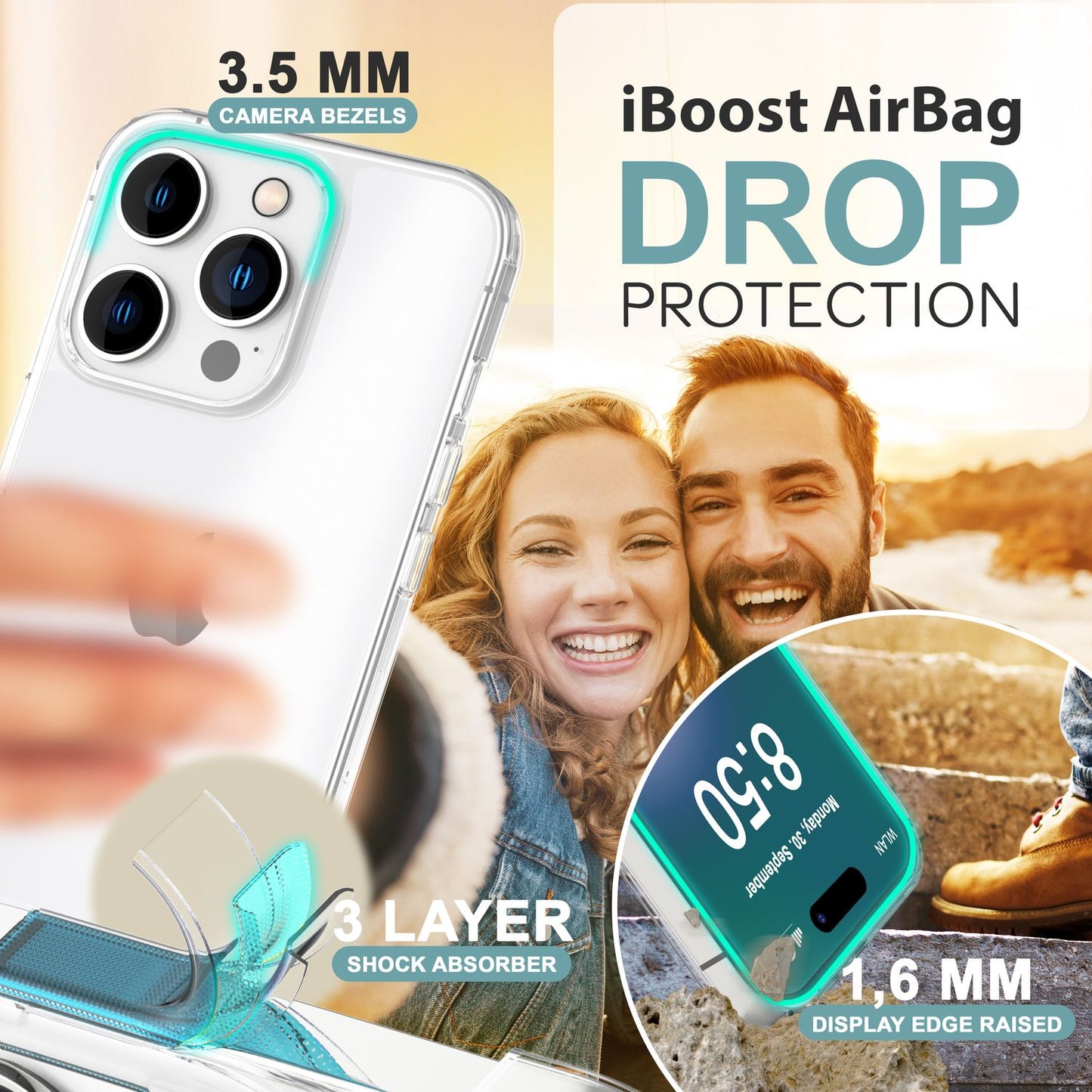 NALIA Transparente Silikonhülle für iPhone 16 Pro – Anti-Gelb & Rutschfest – GLAZE (Handyhülle Kristallklar, Schlank & Stoßfest) – Marke aus Berlin