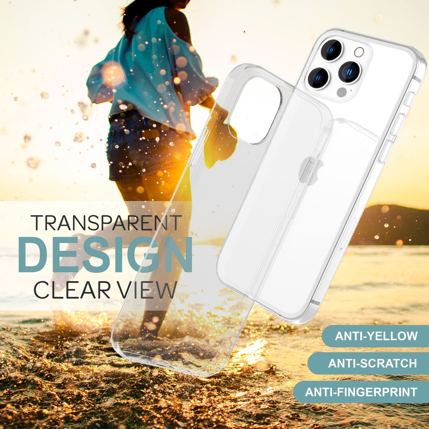 NALIA Transparente Silikonhülle für iPhone 16 Pro – Anti-Gelb & Rutschfest – GLAZE (Handyhülle Kristallklar, Schlank & Stoßfest) – Marke aus Berlin