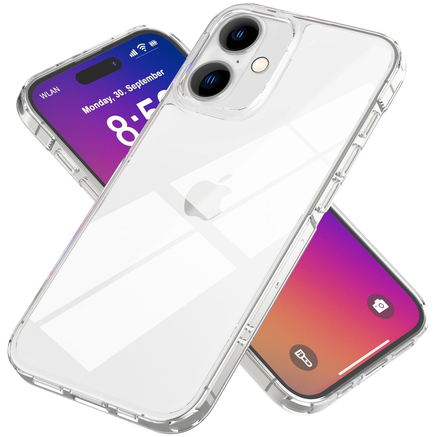 NALIA Transparente Hülle für iPhone 16 – Anti-Gelb & Stoßfest – BLYSS (Rückseite in Glas-Optik) – Marke aus Berlin