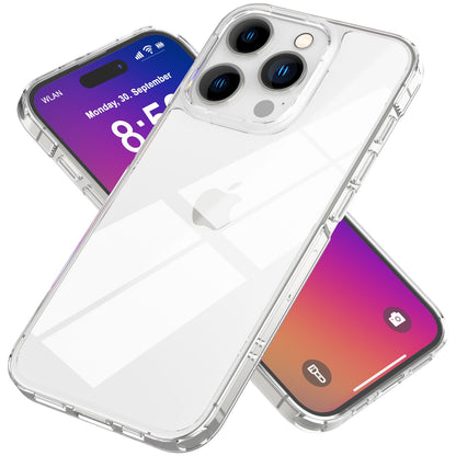 NALIA Transparente Hülle für iPhone 16 Pro – Anti-Gelb & Stoßfest – BLYSS (Rückseite in Glas-Optik) – Marke aus Berlin