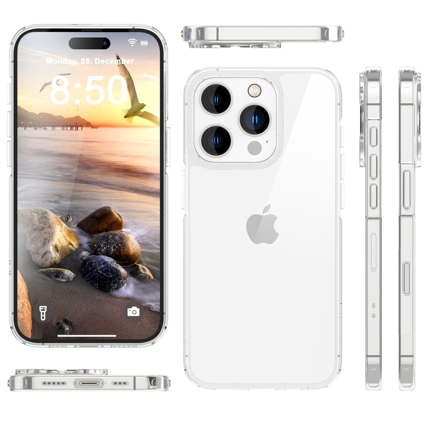 NALIA Transparente Hülle für iPhone 16 Pro – Anti-Gelb & Stoßfest – BLYSS (Rückseite in Glas-Optik) – Marke aus Berlin