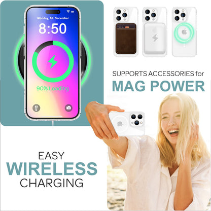 NALIA Klare MagPower Acryl Hülle für iPhone 16 Pro, Kratzfeste Schutzhülle mit Silikon-Rahmen, Transparente Handyhülle