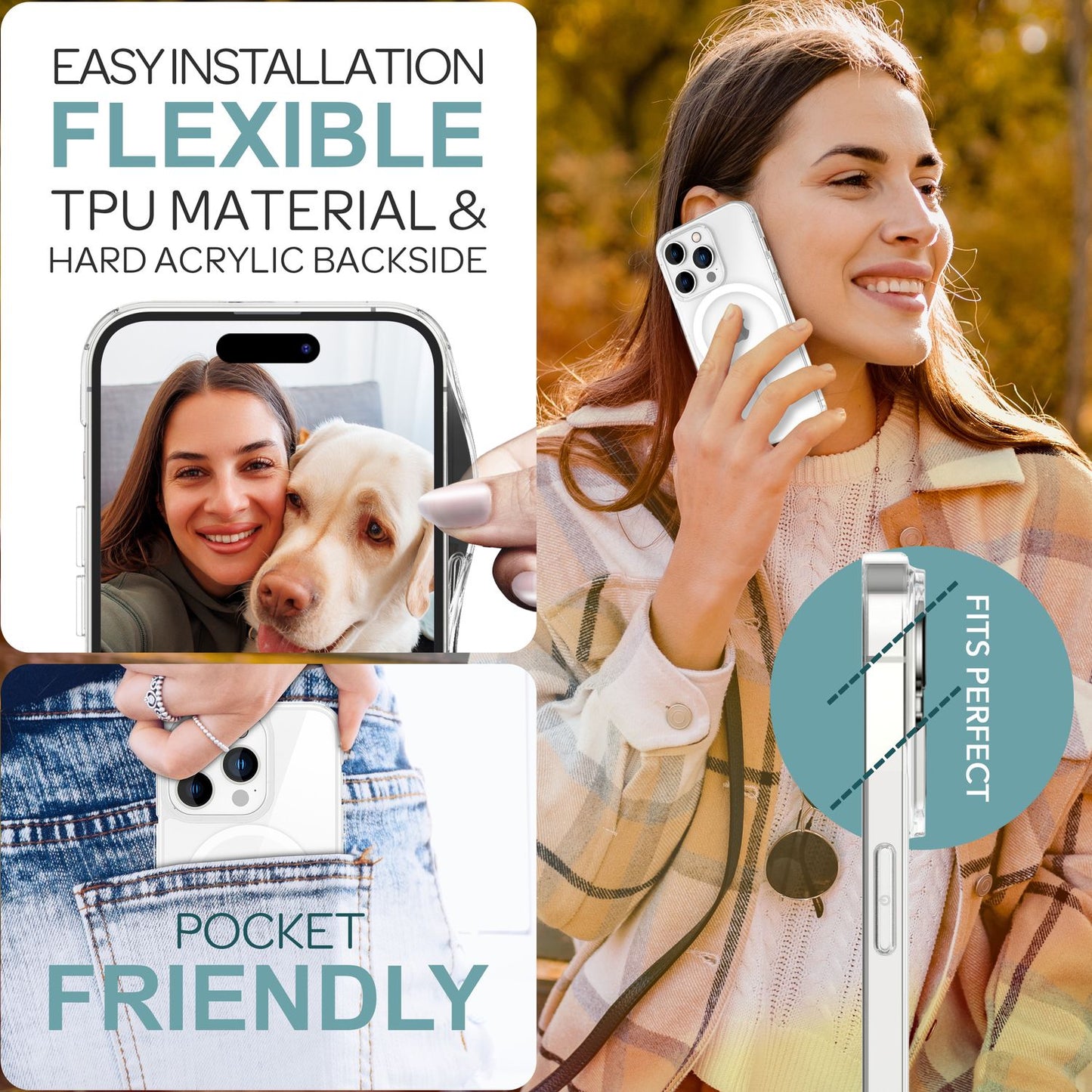 NALIA Klare MagPower Acryl Hülle für iPhone 16 Pro, Kratzfeste Schutzhülle mit Silikon-Rahmen, Transparente Handyhülle