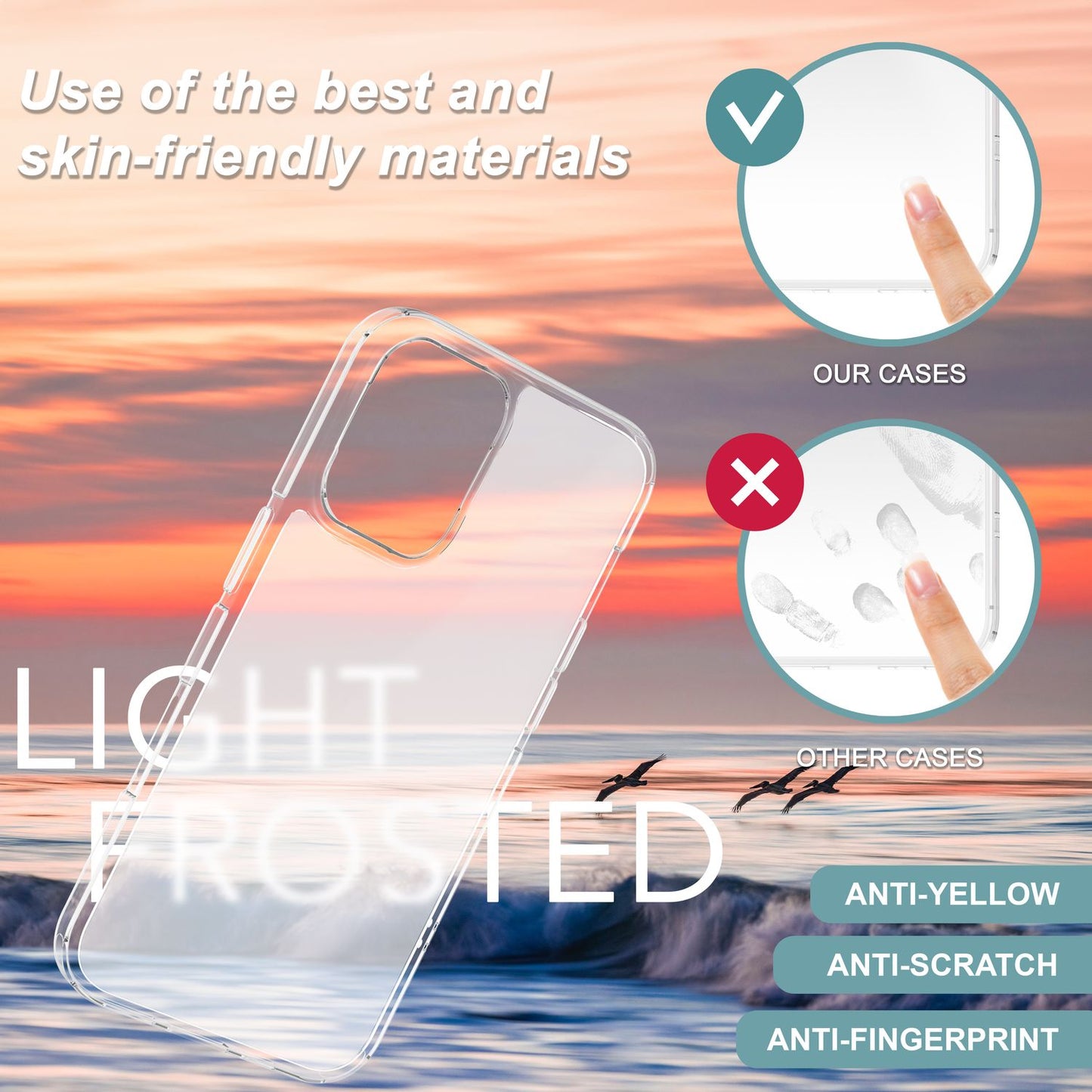 NALIA Matte Acryl Hülle für iPhone 16 Plus, Semi-Transparente Anti-Fingerabdruck Schutzhülle, Halb Klare Handyhülle