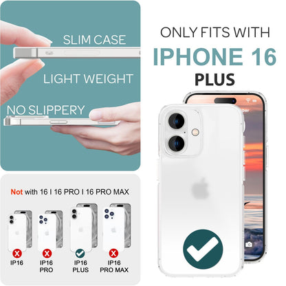 NALIA Matte Acryl Hülle für iPhone 16 Plus, Semi-Transparente Anti-Fingerabdruck Schutzhülle, Halb Klare Handyhülle