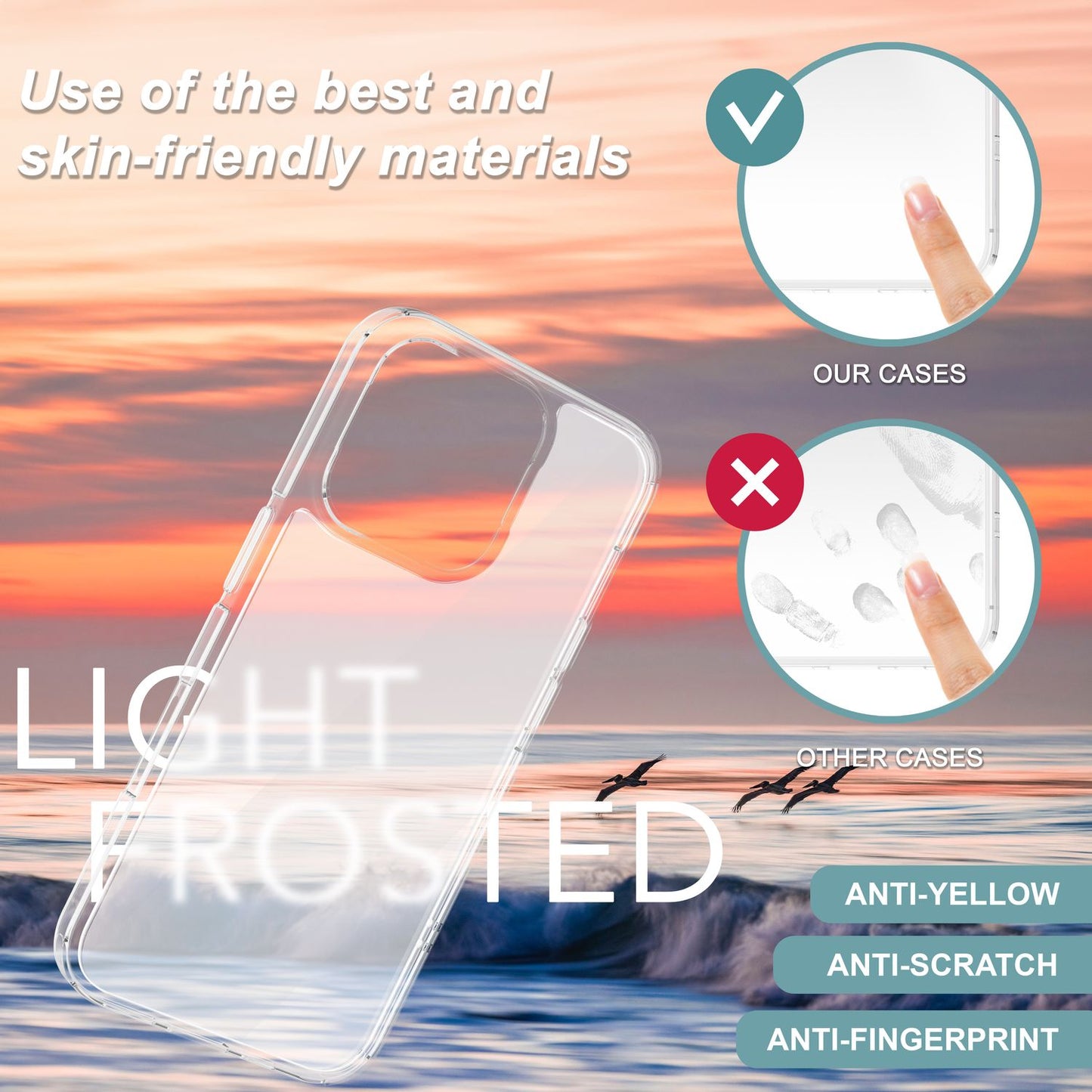 NALIA Matt-Transparentes Case für iPhone 16 Pro – Milchglas-Optik & Anti-Fingerprint – NYTE (Stoßfest, Harte Rückseite & Silikon Bumper) – Marke aus Berlin
