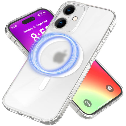 NALIA MagPower Semi-Transparent Case kompatibel mit iPhone 16 Plus Hülle [kompatibel mit MagSafe], Halb-Durchsichtig Matt-Klar Cover Anti-Gelb Kratzfest, Harte Rückseite & Silikon Rahmen, Dünn