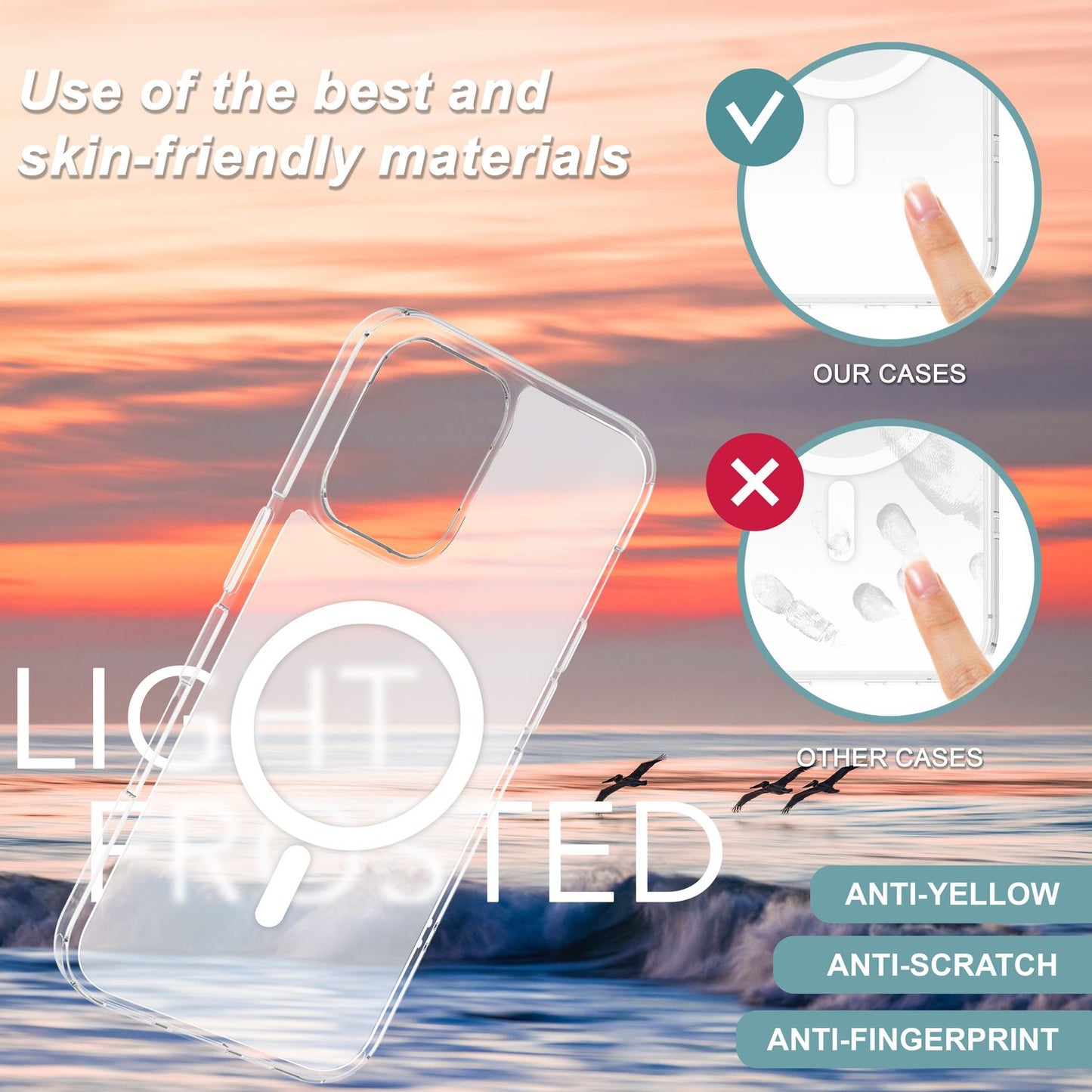 NALIA MagPower Semi-Transparent Case kompatibel mit iPhone 16 Plus Hülle [kompatibel mit MagSafe], Halb-Durchsichtig Matt-Klar Cover Anti-Gelb Kratzfest, Harte Rückseite & Silikon Rahmen, Dünn