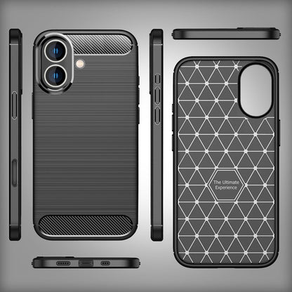 NALIA Silikonhülle für iPhone 16 Plus – Rutschfest & Matt – VORTEX (Gebürstete Optik & Carbon Design) – Marke aus Berlin