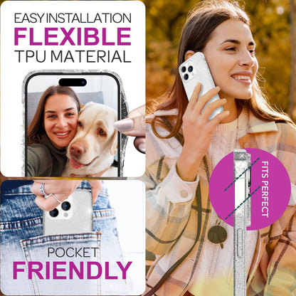 NALIA Glitzerhülle für iPhone 16 Pro – Funkelndes Silikon Case – DAZZLIN (Transparent & Stoßfest) – Marke aus Berlin