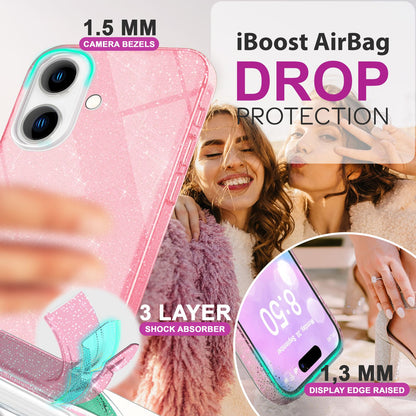 NALIA Glitzerhülle für iPhone 16 – Funkelnder Glitzer-Look & Grip – SHINEPOP (Silikon Case) – Marke aus Berlin