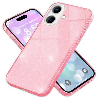 NALIA Glitzerhülle für iPhone 16 Plus – Funkelnder Glitzer-Look & Grip – SHINEPOP (Silikon Case) – Marke aus Berlin