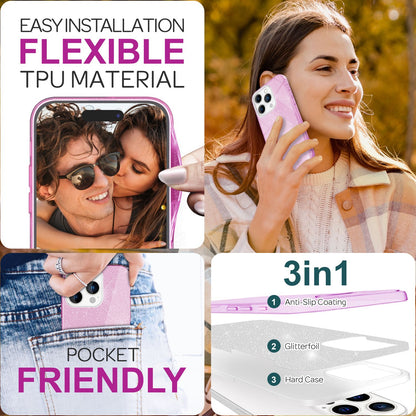 NALIA Glitzerhülle für iPhone 16 Pro – Funkelnder Glitzer-Look & Grip – SHINEPOP (Silikon Case) – Marke aus Berlin