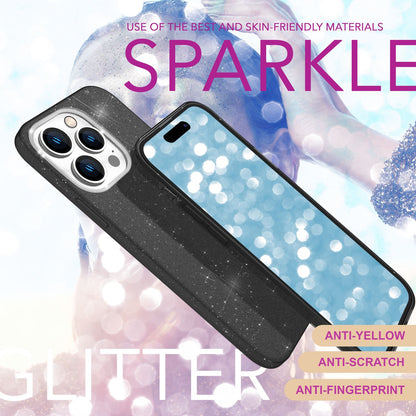 NALIA Glitzerhülle für iPhone 16 Pro – Funkelnder Glitzer-Look & Grip – SHINEPOP (Silikon Case) – Marke aus Berlin