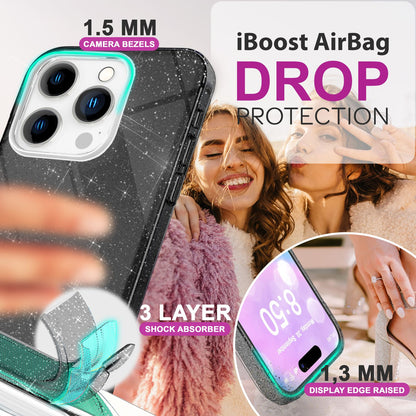 NALIA Glitzerhülle für iPhone 16 Pro Max – Funkelnder Glitzer-Look & Grip – SHINEPOP (Silikon Case) – Marke aus Berlin