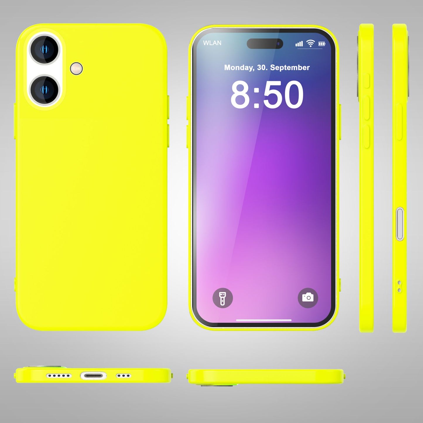 NALIA Neon Silikonhülle für iPhone 16 – Soft-Touch & Signal-Neon – NEONSHOCK (Matte Schutzhülle) – Marke aus Berlin