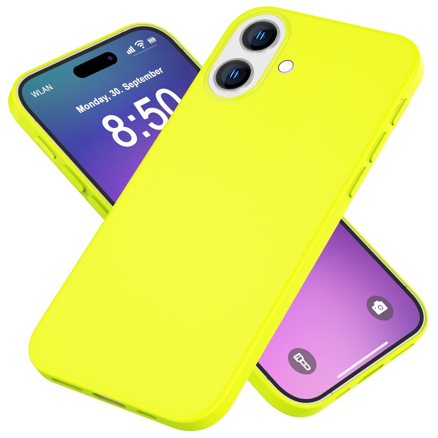 NALIA Neon Silikonhülle für iPhone 16 Plus – Soft-Touch & Signal-Neon – NEONSHOCK (Matte Schutzhülle) – Marke aus Berlin