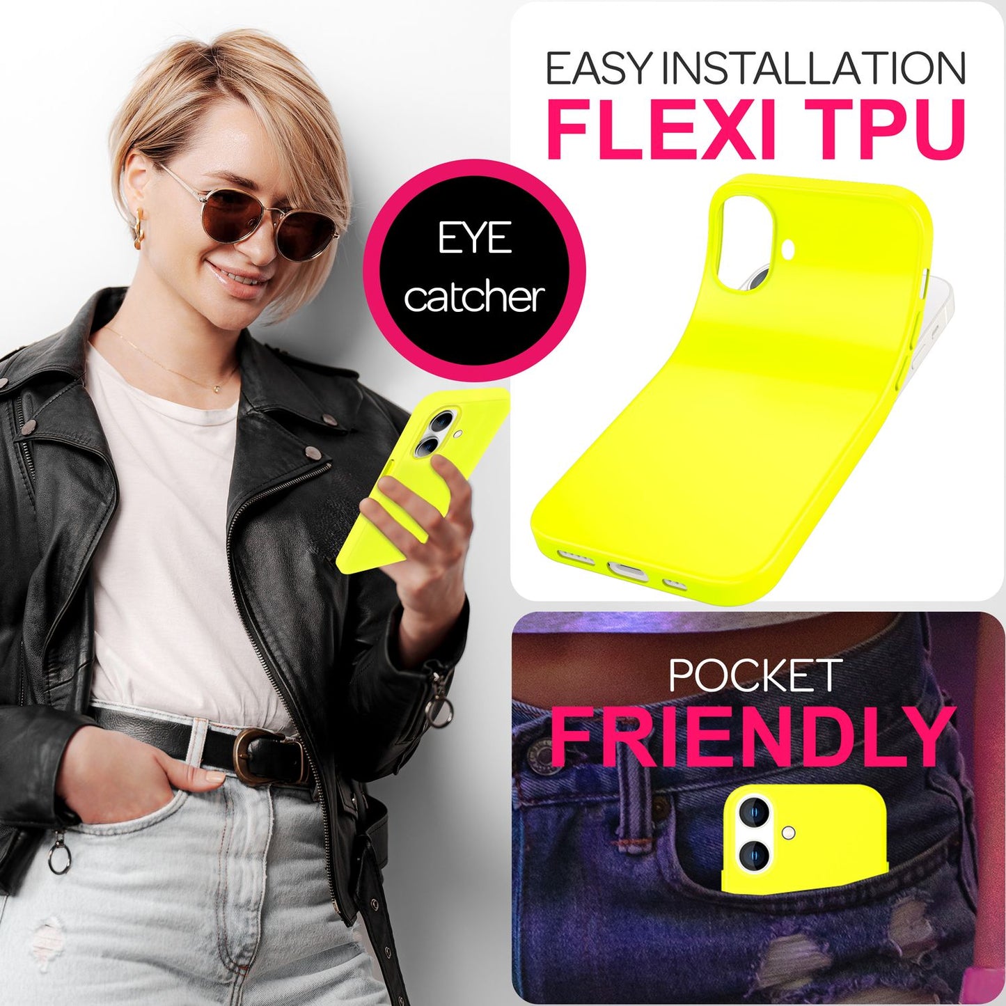 NALIA Neon Silikonhülle für iPhone 16 Plus – Soft-Touch & Signal-Neon – NEONSHOCK (Matte Schutzhülle) – Marke aus Berlin