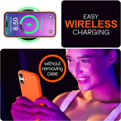 NALIA Neon Silikonhülle für iPhone 16 Plus – Soft-Touch & Signal-Neon – NEONSHOCK (Matte Schutzhülle) – Marke aus Berlin