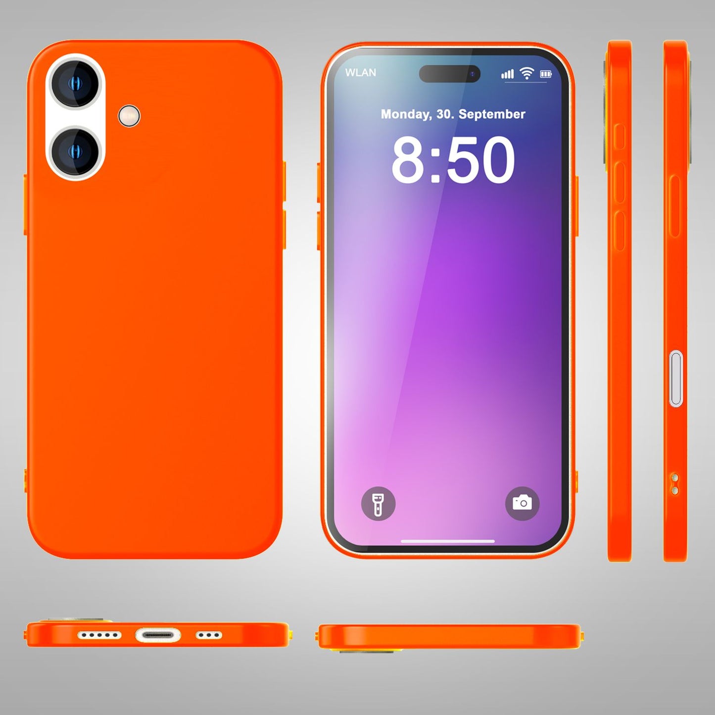 NALIA Neon Silikonhülle für iPhone 16 Plus – Soft-Touch & Signal-Neon – NEONSHOCK (Matte Schutzhülle) – Marke aus Berlin
