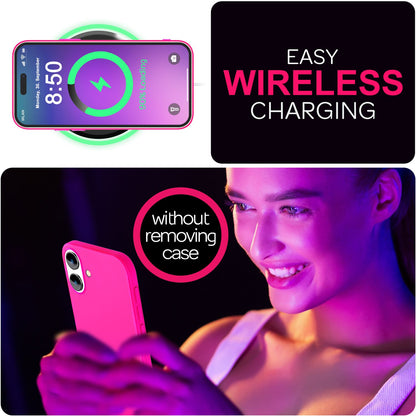 NALIA Neon Silikonhülle für iPhone 16 Plus – Soft-Touch & Signal-Neon – NEONSHOCK (Matte Schutzhülle) – Marke aus Berlin