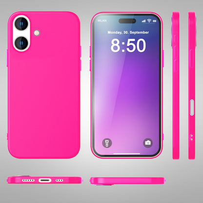 NALIA Neon Silikonhülle für iPhone 16 Plus – Soft-Touch & Signal-Neon – NEONSHOCK (Matte Schutzhülle) – Marke aus Berlin