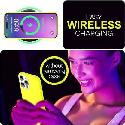 NALIA Neon Silikonhülle für iPhone 16 Pro – Soft-Touch & Signal-Neon – NEONSHOCK (Matte Schutzhülle) – Marke aus Berlin