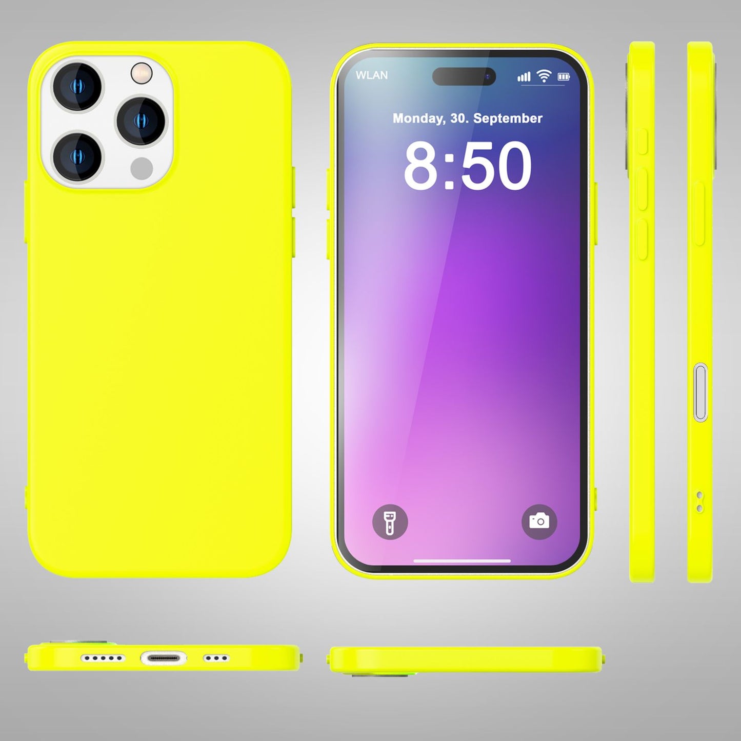 NALIA Neon Silikonhülle für iPhone 16 Pro – Soft-Touch & Signal-Neon – NEONSHOCK (Matte Schutzhülle) – Marke aus Berlin