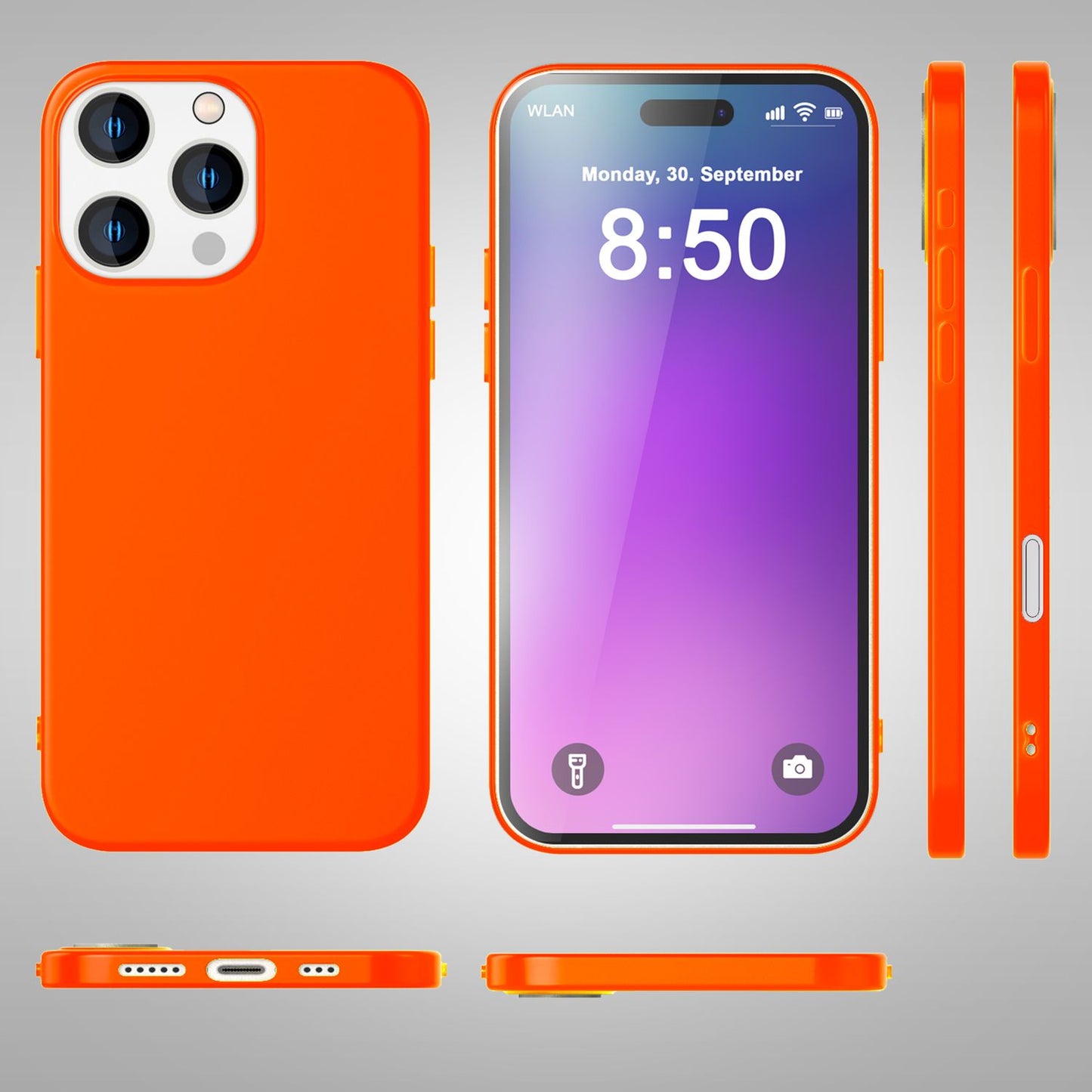 NALIA Neon Silikonhülle für iPhone 16 Pro – Soft-Touch & Signal-Neon – NEONSHOCK (Matte Schutzhülle) – Marke aus Berlin