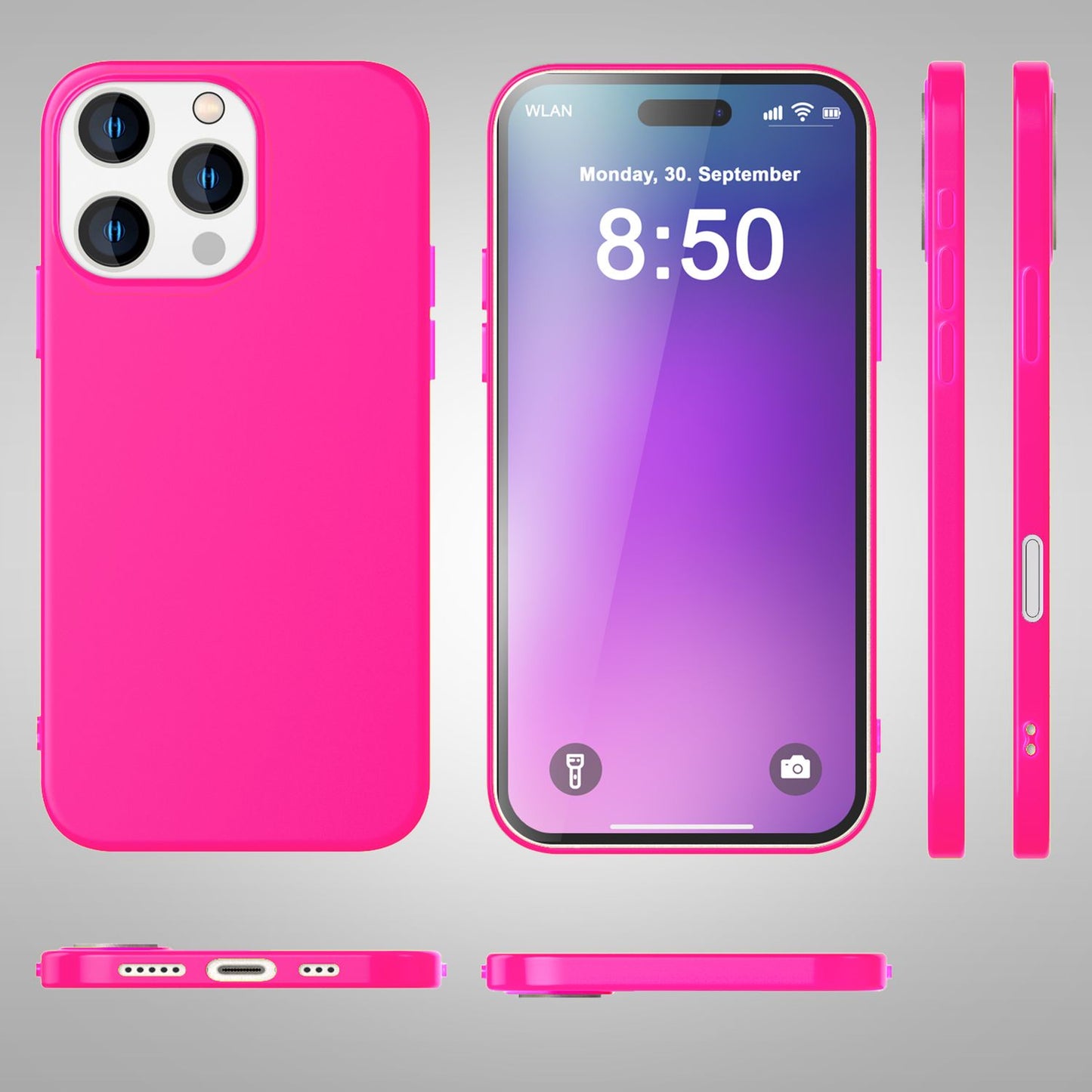 NALIA Neon Silikonhülle für iPhone 16 Pro – Soft-Touch & Signal-Neon – NEONSHOCK (Matte Schutzhülle) – Marke aus Berlin
