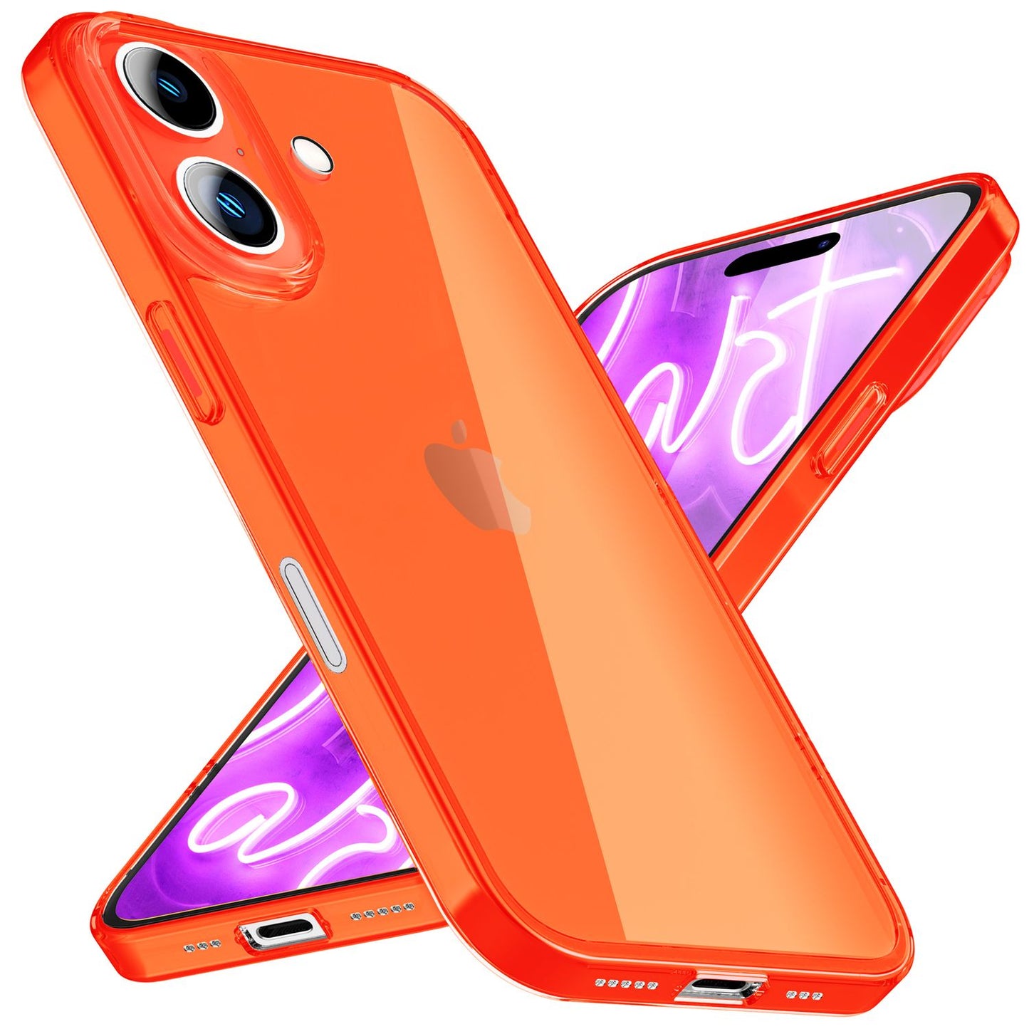 NALIA Neon Silikonhülle für iPhone 16 – Knallige Signal-Farbe & Linsenschutz – VIBE (Transparentes Case) – Marke aus Berlin