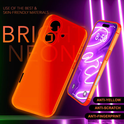 NALIA Neon Silikonhülle für iPhone 16 – Knallige Signal-Farbe & Linsenschutz – VIBE (Transparentes Case) – Marke aus Berlin