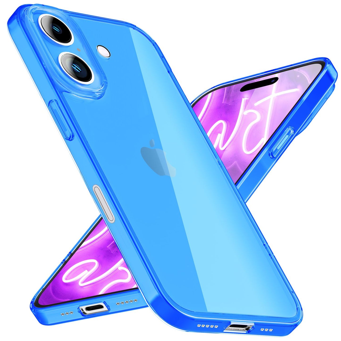 NALIA Neon Silikonhülle für iPhone 16 Plus – Knallige Signal-Farbe & Linsenschutz – VIBE (Transparentes Case) – Marke aus Berlin