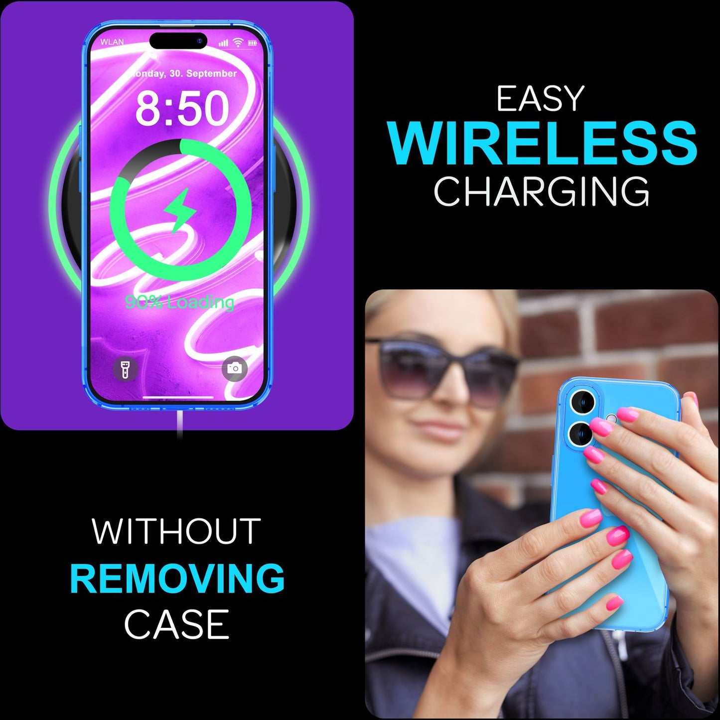 NALIA Neon Silikonhülle für iPhone 16 Plus – Knallige Signal-Farbe & Linsenschutz – VIBE (Transparentes Case) – Marke aus Berlin