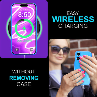 NALIA Neon Silikonhülle für iPhone 16 Plus – Knallige Signal-Farbe & Linsenschutz – VIBE (Transparentes Case) – Marke aus Berlin