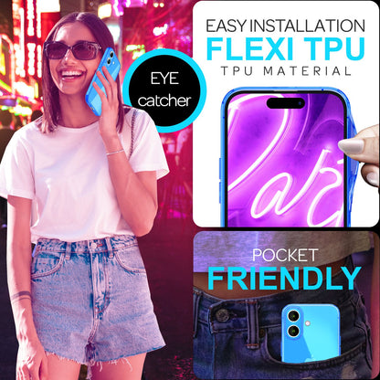 NALIA Neon Silikonhülle für iPhone 16 Plus – Knallige Signal-Farbe & Linsenschutz – VIBE (Transparentes Case) – Marke aus Berlin