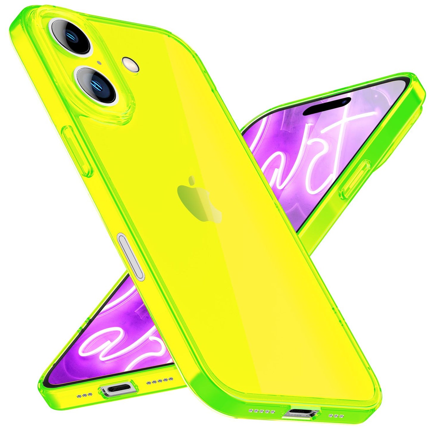 NALIA Neon Silikonhülle für iPhone 16 Plus – Knallige Signal-Farbe & Linsenschutz – VIBE (Transparentes Case) – Marke aus Berlin