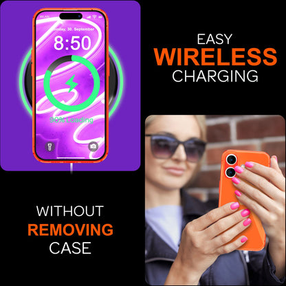 NALIA Neon Silikonhülle für iPhone 16 Plus – Knallige Signal-Farbe & Linsenschutz – VIBE (Transparentes Case) – Marke aus Berlin