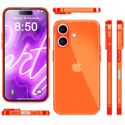 NALIA Neon Silikonhülle für iPhone 16 Plus – Knallige Signal-Farbe & Linsenschutz – VIBE (Transparentes Case) – Marke aus Berlin