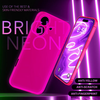 NALIA Neon Silikonhülle für iPhone 16 Plus – Knallige Signal-Farbe & Linsenschutz – VIBE (Transparentes Case) – Marke aus Berlin