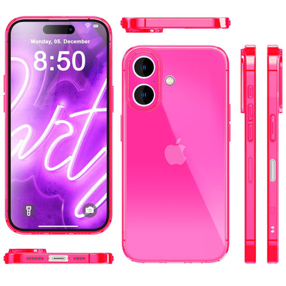 NALIA Neon Silikonhülle für iPhone 16 Plus – Knallige Signal-Farbe & Linsenschutz – VIBE (Transparentes Case) – Marke aus Berlin