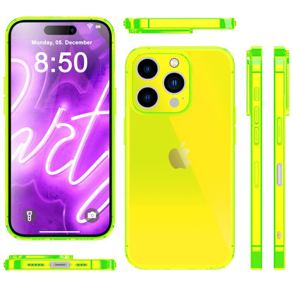 NALIA Neon Silikonhülle für iPhone 16 Pro – Knallige Signal-Farbe & Linsenschutz – VIBE (Transparentes Case) – Marke aus Berlin