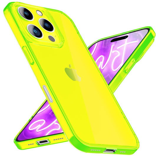 NALIA Neon Silikonhülle für iPhone 16 Pro Max – Knallige Signal-Farbe & Linsenschutz – VIBE (Transparentes Case) – Marke aus Berlin