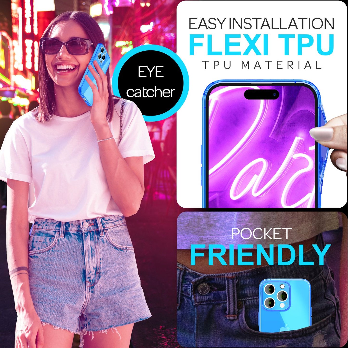 NALIA Neon Silikonhülle für iPhone 16 Pro Max – Knallige Signal-Farbe & Linsenschutz – VIBE (Transparentes Case) – Marke aus Berlin