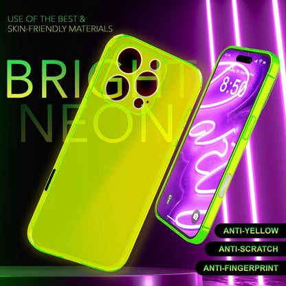 NALIA Neon Silikonhülle für iPhone 16 Pro Max – Knallige Signal-Farbe & Linsenschutz – VIBE (Transparentes Case) – Marke aus Berlin