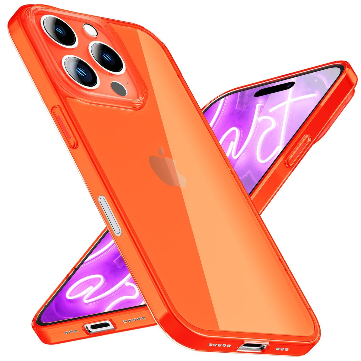 NALIA Neon Silikonhülle für iPhone 16 Pro Max – Knallige Signal-Farbe & Linsenschutz – VIBE (Transparentes Case) – Marke aus Berlin