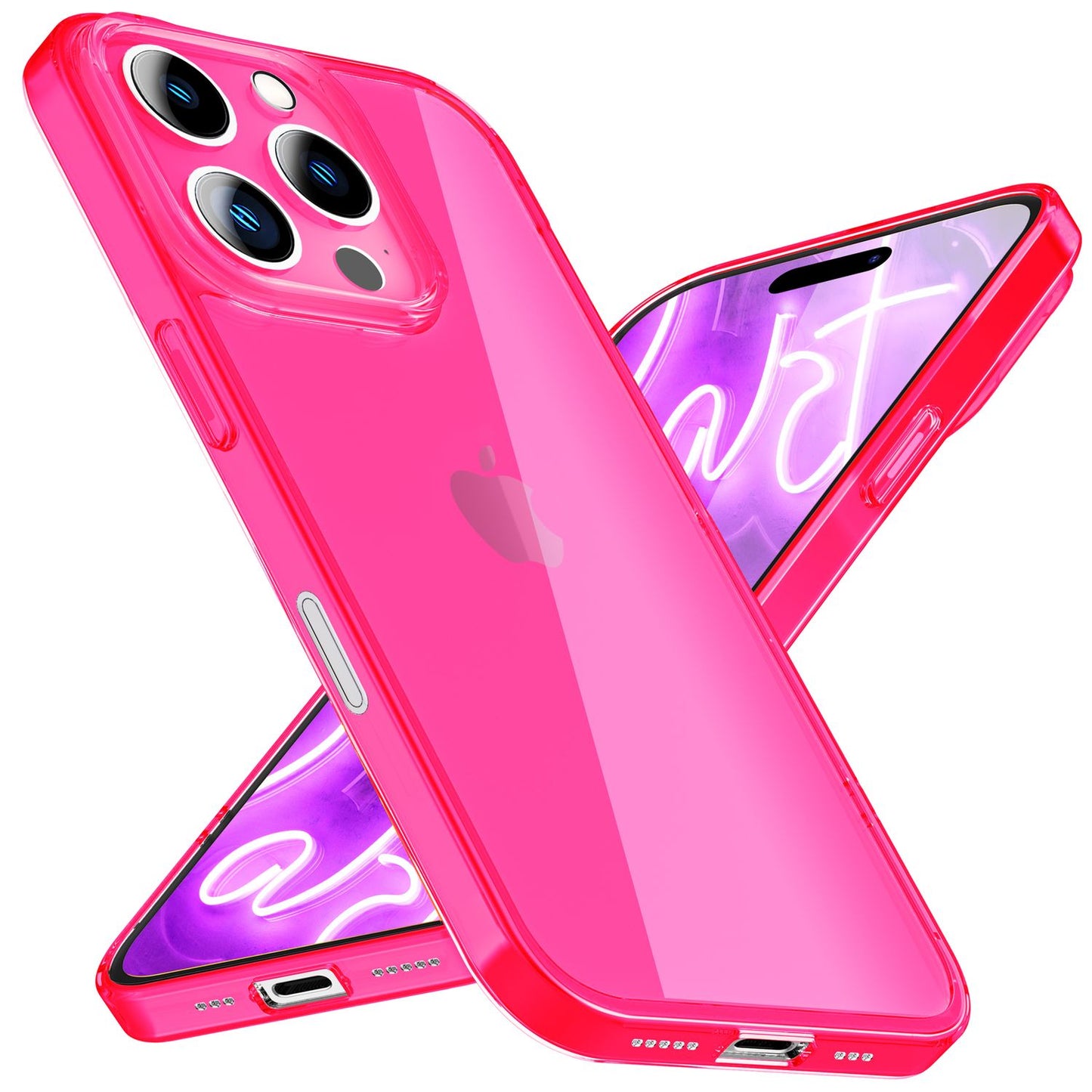 NALIA Neon Silikonhülle für iPhone 16 Pro Max – Knallige Signal-Farbe & Linsenschutz – VIBE (Transparentes Case) – Marke aus Berlin