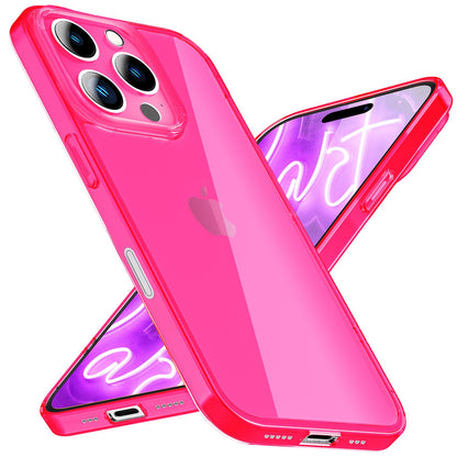 NALIA Neon Silikonhülle für iPhone 16 Pro Max – Knallige Signal-Farbe & Linsenschutz – VIBE (Transparentes Case) – Marke aus Berlin
